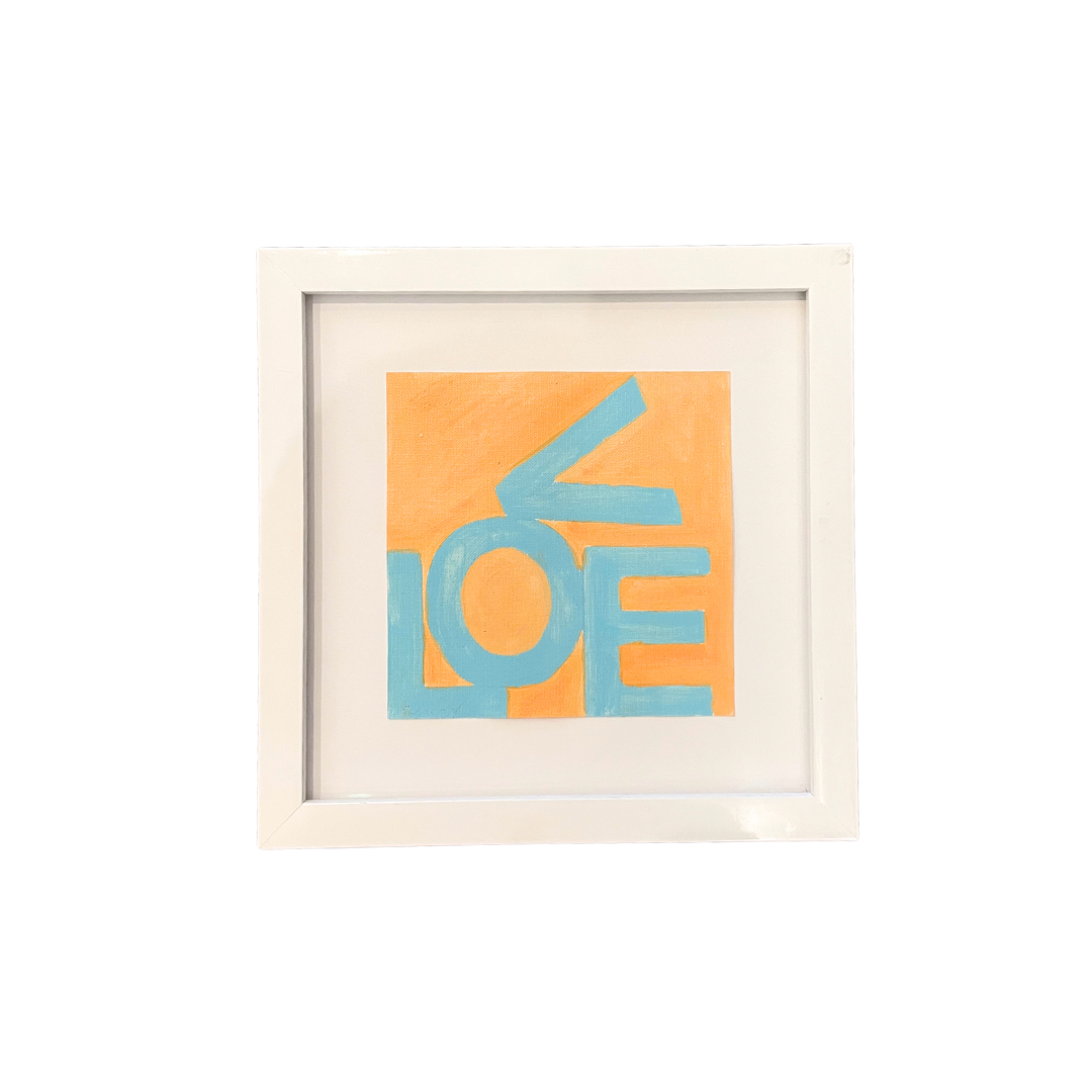 Love Square© Original - Blue on Orange Framed– LOVEVOLVE